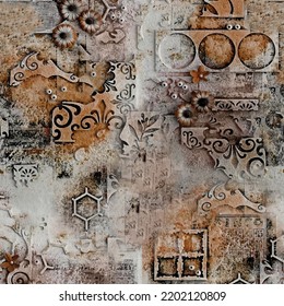 Random circle, square  rectangle shape, grunge rough  dirty, digital generative art for design texture  background
