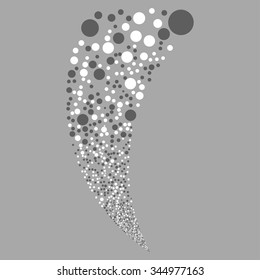 Random Circle Stream vector illustration. Style is dark gray and white bicolor flat circles, silver background.