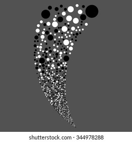 Random Circle Stream vector illustration. Style is black and white bicolor flat circles, gray background.