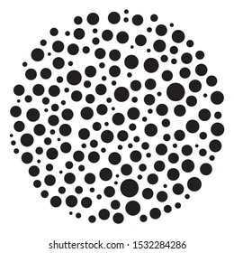 Random circles, dots. Pointillist polka-dots. Scattered circles design element