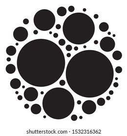 Random circles, dots. Pointillist polka-dots. Scattered circles design element