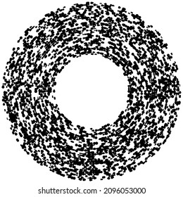 Random circles, dots, speckles and freckles concentric, circular and radial element. Pointillist, pointillism random halftone circles