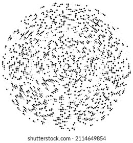 Random circles, dots, speckles and freckles concentric, circular and radial element. Pointillist, pointillism random halftone circles
