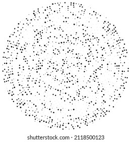 Random-Kreise, Punkte, Falten und Sommersprossen, konzentrisch, kreisförmig und radial. Pointillistische, Pointillismus zufällige Halftonkreise