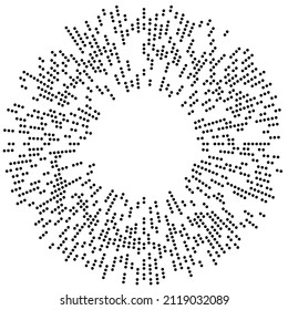 Círculos aleatorios, puntos, especkles y pecas de elemento concéntrico, circular y radial. Círculos puntillistas, punintillistas aleatorios de medio tono