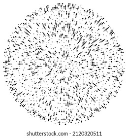 Random circles, dots, speckles and freckles concentric, circular and radial element. Pointillist, pointillism random halftone circles