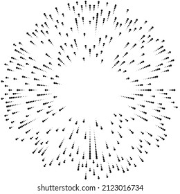 Random circles, dots, speckles and freckles concentric, circular and radial element. Pointillist, pointillism random halftone circles