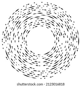 Random circles, dots, speckles and freckles concentric, circular and radial element. Pointillist, pointillism random halftone circles