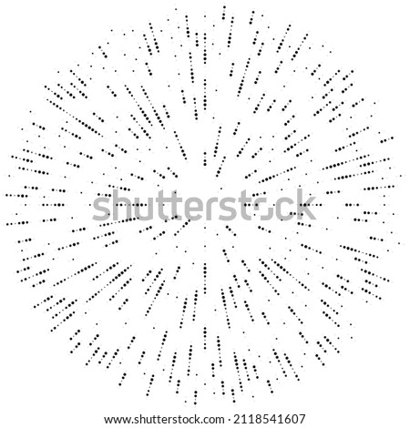 Random circles, dots, speckles and freckles concentric, circular and radial element. Pointillist, pointillism random halftone circles