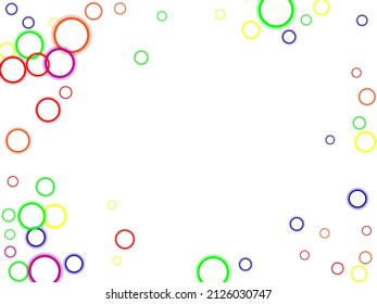 Random circles, dots.  Square card and frame. Vector isolated confetti on white background template.