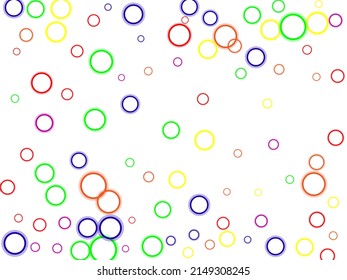 Random circles, dots.  Square card and frame. Vector isolated confetti on white background template.