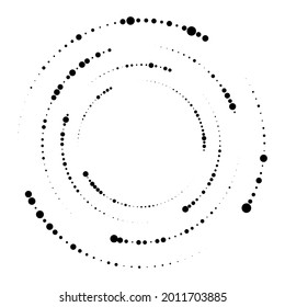 Random circles, dotted, dots spiral swirl twirl element. Polka dots, stipple-stippling cochlear and volute