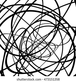 Random circles, ovals forming squiggly lines. Abstract artistic - geometric element.