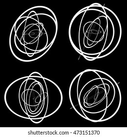 Random circles, ovals forming squiggly lines. Abstract artistic - geometric element.