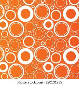 Random circles pattern background. Abstract wallpaper with round objects. Orange background. Vector