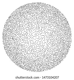 
Random circular halftone. Pointillism style. Background with irregular, chaotic dots, points, circle. Abstract monochrome pattern. Black and white color. Vector illustration