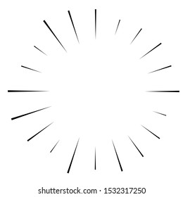 Random circular lines starburst, sunburst. Converging radial, radiating stripes, spokes. Concentric rays, beams. Fireworks, explosion, sparkle trail lines