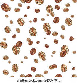 Random coffee doodle beans seamless pattern