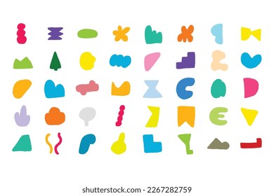 Random color abstract shapes. set of organic blobs of irregular shape. simple blotch, inkblot. vector illustration. flat design minimal style.