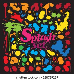 Random Color Ink Splash and Droplet Set