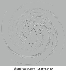 Random color smudge, smear, grungy monochrome, black and white volute, vortex shape. Twisted helix element.Rotation, spin and twist concept design. Abstract greyscale spiral, swirl, twirl illustration