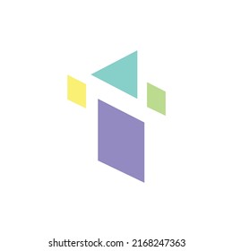 Random colorful geometric shapes vector logo. Logo for construction company, engineering, technology, and real estate.