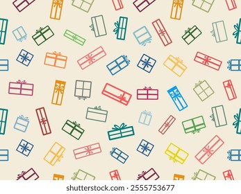 Random colorful outlines gift box present background design