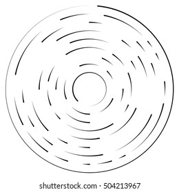 Random concentric segmented circles. Circular geometric element.
