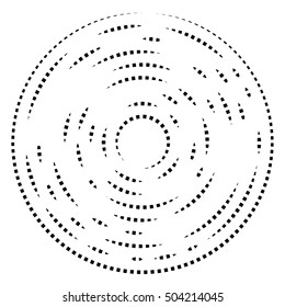 Random concentric segmented circles. Circular geometric element.