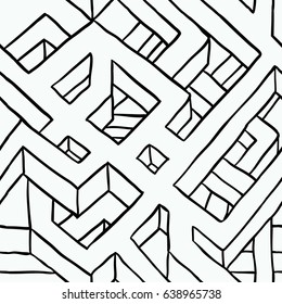 random cross lines with black and white seamless pattern
