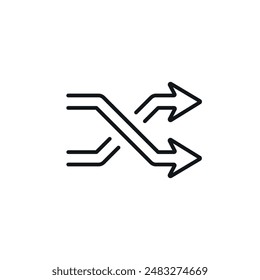 Random. Crossed arrows linear icon. Line customizable illustration. Contour symbol. Vector isolated outline drawing. Editable stroke