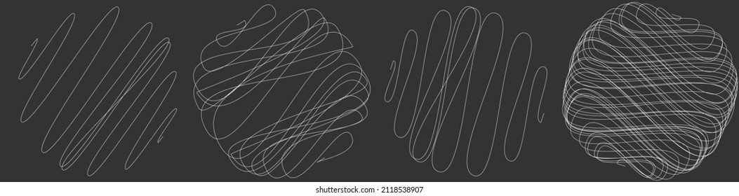 Random curly, tangle, twine lines. Doddle, sketchy, sketch rounded lines