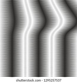 Random curved lines monochrome stripes geometric pattern vector background
