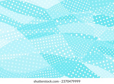 Random Curves, Polka Dot Pattern Background Illustration in Blue
