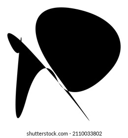 Random curvy, squiggle, freehand abstract shape. Squiggle, wriggle distortion, deformation effect element