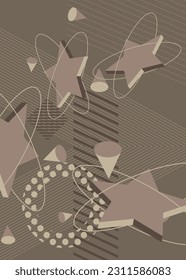 Random Dark Gray colored geometrical graphic minimal background. Retro geometric theme poster banner. Vintage abstract shapes template for cover design.