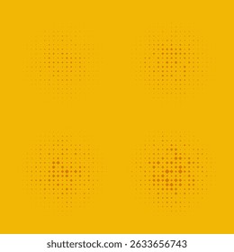 Random diagonal squares, orange halftone icons. A collection of different-sized shapes.