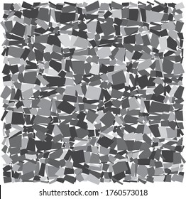 Random distributed abstract shapes creating gray scale, modern pattern