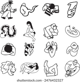 Random doodle drawings vector collection.