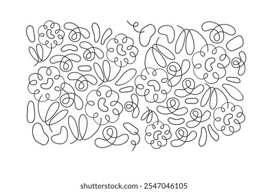 Random Doodle flowers Shapes Organic Set. Outline 2d vector image. Backdrop.