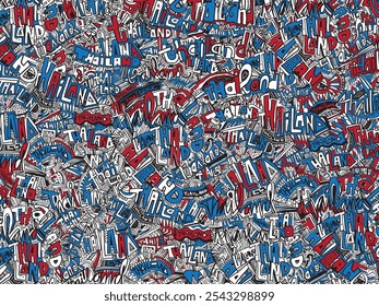 Ilustração de arte de linha de doodle aleatória para plano de fundo com o conceito de tema de redação da Tailândia design de cor completa