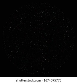 Puntos al azar, círculos abstractos. Especkles, radial de puntos, radiante, ilustración geométrica circular. Punto-polka, elemento de diseño puntillista, puntillismo