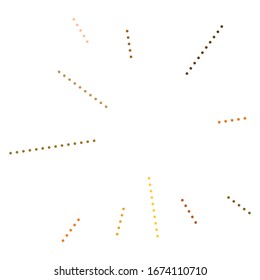 Random Punkte, abstrakte Kreise. Falten, punktförmige, strahlende, kreisförmige geometrische Illustration. Polka-Punkte, Pointillist, Pointillismus-Gestaltungselement
