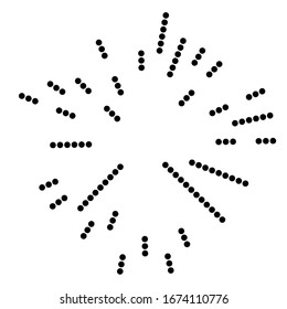 Random dots, circles abstract. Speckles, dotted radial, radiating, circular geometric illustration. Polka-dots, pointillist, pointillism design element