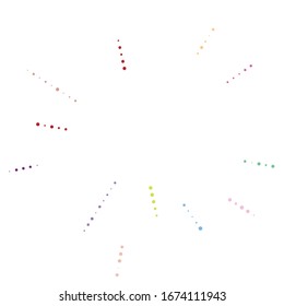 Random dots, circles abstract. Speckles, dotted radial, radiating, circular geometric illustration. Polka-dots, pointillist, pointillism design element