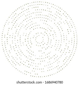 Random dots, circles abstract. Speckles, dotted radial, radiating, circular geometric illustration. Polka-dots, pointillist, pointillism design element