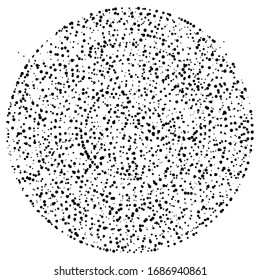 Random dots, circles abstract. Speckles, dotted radial, radiating, circular geometric illustration. Polka-dots, pointillist, pointillism design element