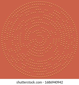 Random dots, circles abstract. Speckles, dotted radial, radiating, circular geometric illustration. Polka-dots, pointillist, pointillism design element