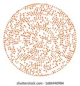 Random dots, circles abstract. Speckles, dotted radial, radiating, circular geometric illustration. Polka-dots, pointillist, pointillism design element