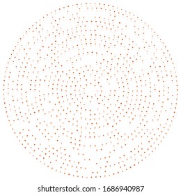Random dots, circles abstract. Speckles, dotted radial, radiating, circular geometric illustration. Polka-dots, pointillist, pointillism design element
